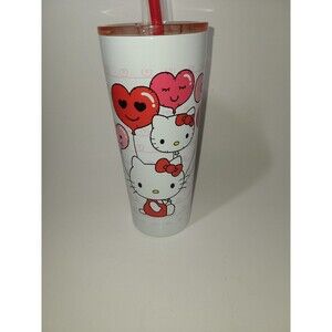 Silver Buffalo Hello Kitty Heart Balloons Double Walled Stainless Steel Tumbler